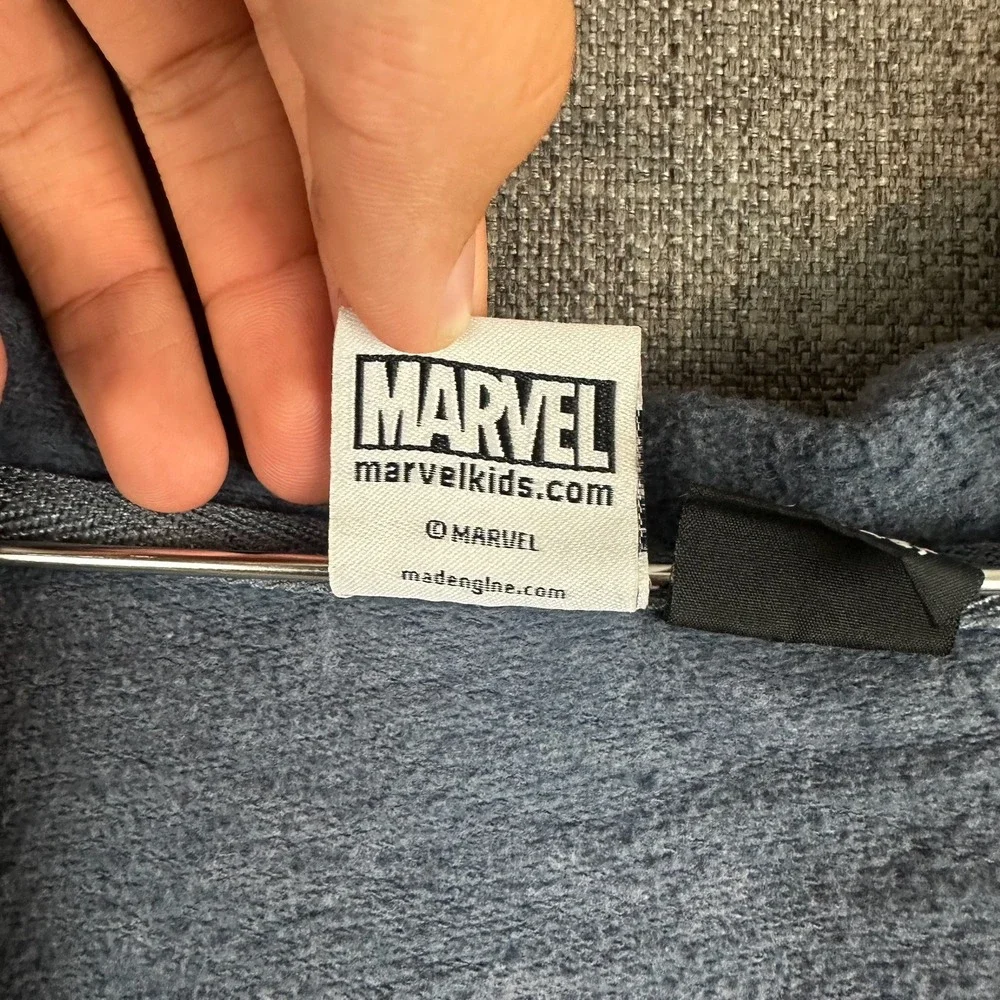 Marvel Black Panther Zip Up‎ Hoodie Youth XL Grey Acid Wash Graphic